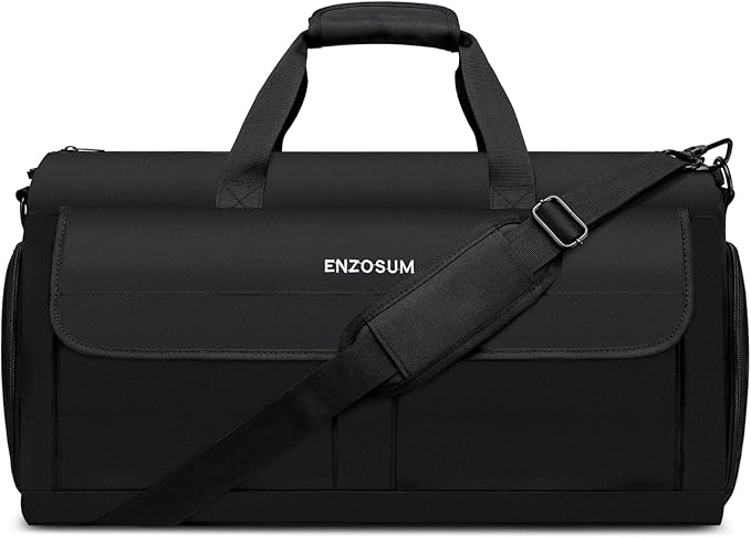Garment Bags for Travel Large Suit Bag for Men Carry On Garment Bag Convertible Garment Duffle Bag with Shoes Compartment,2 in 1 Hanging Dress Suitcase Suit Travel Bags,Black
