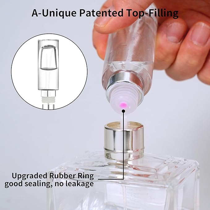 MUB 10ml Perfume Travel Refillable Atomizer Bottle Glass Unique Top-Filling Leak-Proof Spray Bottle Atomizer Sprayer for Perfume Cologne Mini Travel Size Empty Pocket Portable