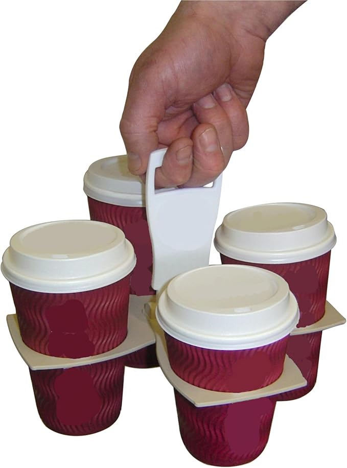 CarryAround Fold Away Cup Carrier/Caddy [Made in UK] [Black] Take-Out Coffee Soft Drink Pint Beer Beverage Holder, Sturdy Reusable Pocket Size, Festival Sports Gigs Easy Safe - hot Drinks, 2,3,4 Cups