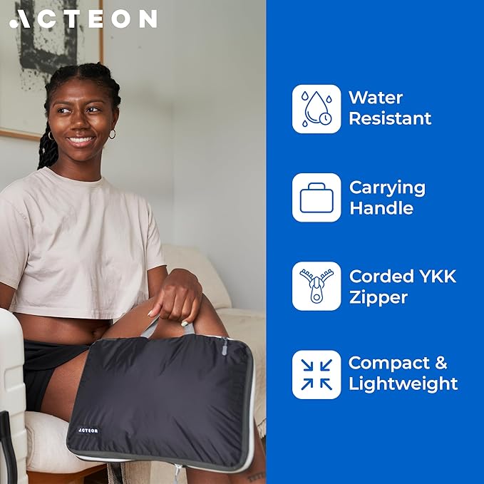 Acteon Compression Packing Cubes - 2 Pack Clean Dirty Separate Zipper - Lightweight Travel Packing Cubes for Luggage - Suitcase Organizer Travel Cubes - Large Small Laundry for Clothes Shoes Makeup