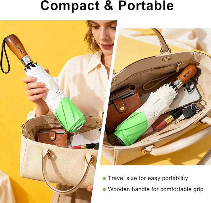 Lejorain Compact Golf Umbrella Large - 54inch Travel Big Portable Automatic Folding Umbrella Windproof for Men Heavy Duty 210T Dupont Teflon Coated Umbrella for Rain
