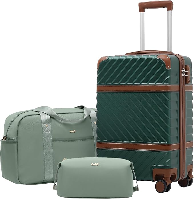 Coolife Luggage Set Suitcase Carry On Luggage PC Hardshell Luggage TSA Lock Spinner Wheels Telescopic Handle