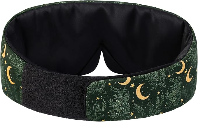 ALASKA BEAR Wraparound Style Silk Eye Mask, Big Wide Headband and Large Coverage Sleeping Mask, No Side Buckles, Strapless(Silent Night)
