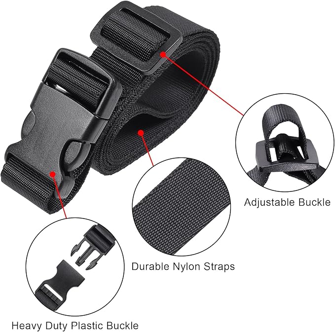 Vigorport Utility Straps Quick Release Nylon Backpack Accessory Bag Strap,Adjustable for Hiking,Travel,Outdoor Sports-4 Pack (Black, 1" W-78 L)