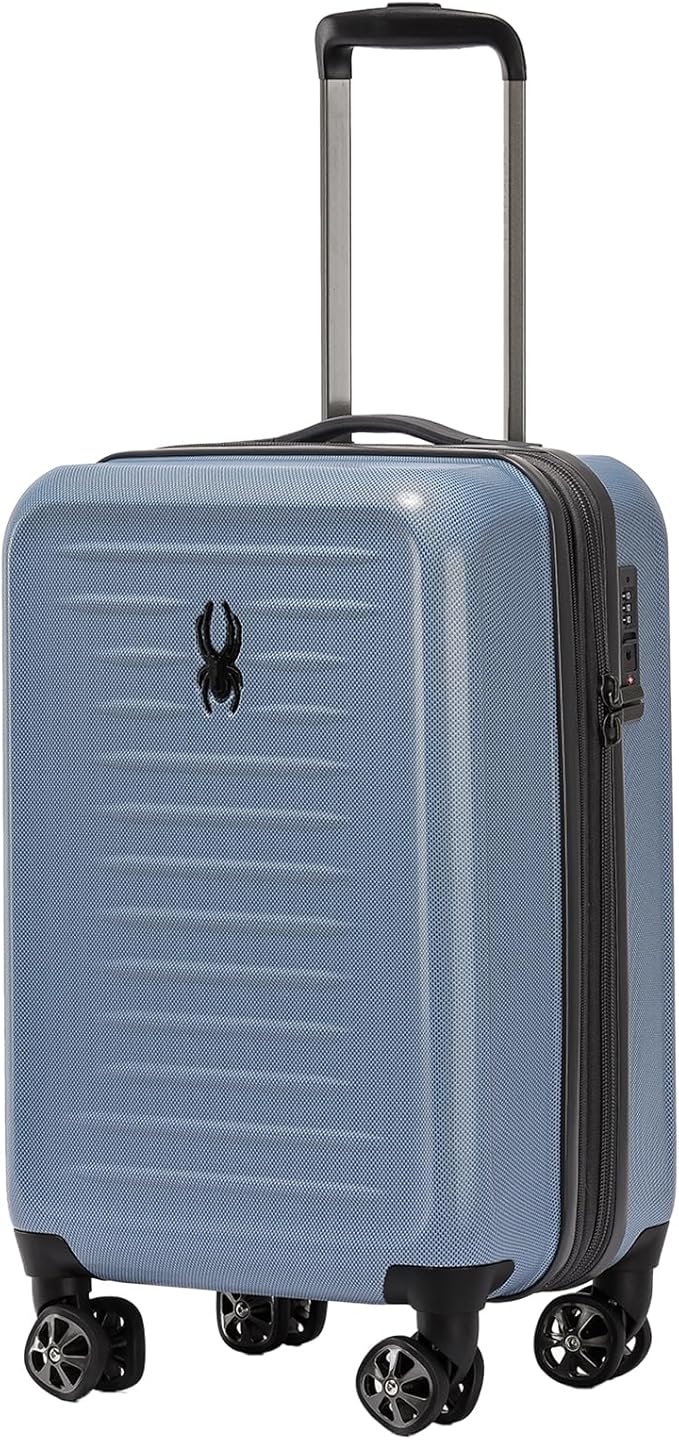 Spyder Rails Expandable Hardside Upright Suitcase with 360° Spinner Wheels, TSA Approved Lock (Denim, Carry-On)