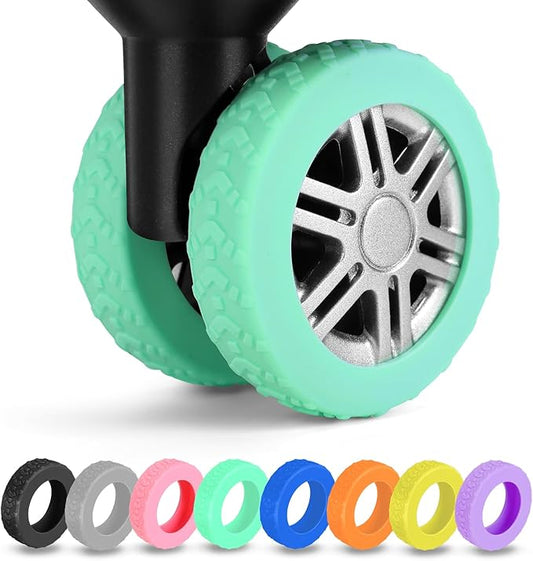 8 Pack Luggage Wheel Covers for Dual Spinner Wheels, Silicone Suitcase Wheel Protectors for 2.0"-2.4" Wheels, Noise Reducing & Anti-Scratch Tire Sleeves, Travel Accessories for Checked & Carry On