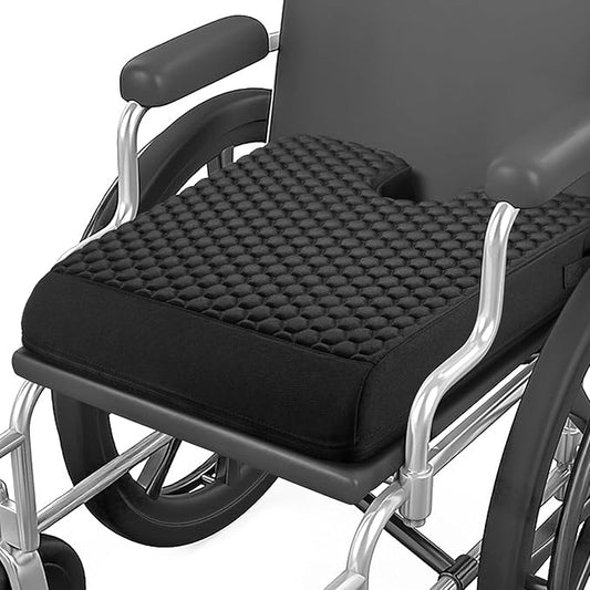 Wheelchair Seat Cushion with Honeycomb Message Dots & High Resilient Foam (18"x16"x3") - for Sciatica, Tailbone, Coccyx Pain & Pressure Sore Relief - Ergonomic Chair Cushion for Office, Car