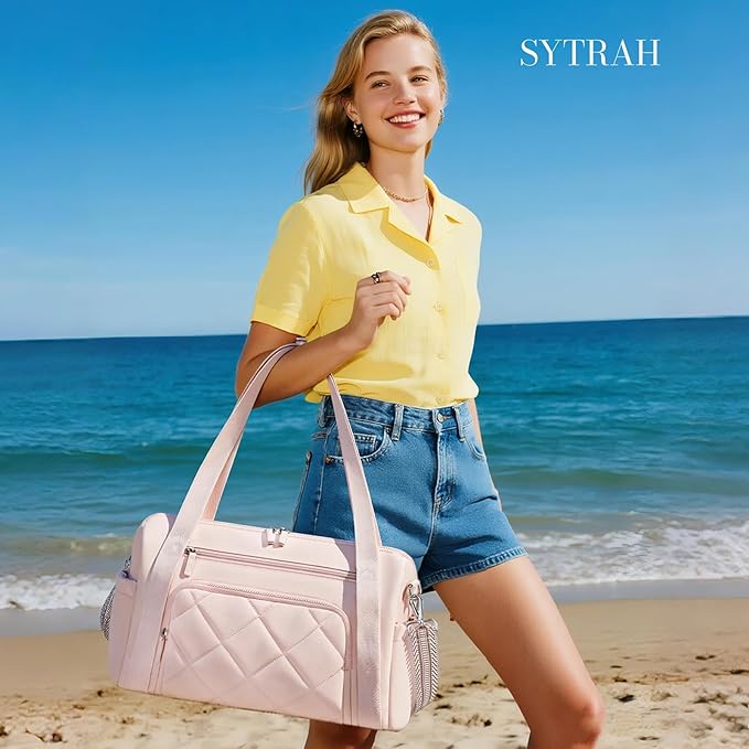 Gym Bag for Women, Duffle Weekender Bags for Travel, Lightweight Weekender Tote with Wet Pocket for Sports, Workout and Dance Pink