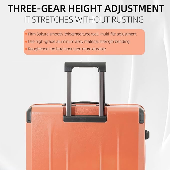 Carry On Luggage, 20Inch Top Opening Airline Approved ABS+PC Hard Shell Suitcases with Silent Wheels, TSA Lock,Front Pocket and Wet-dry Separated Six-piece Set (AD Orange, 20 Inch)