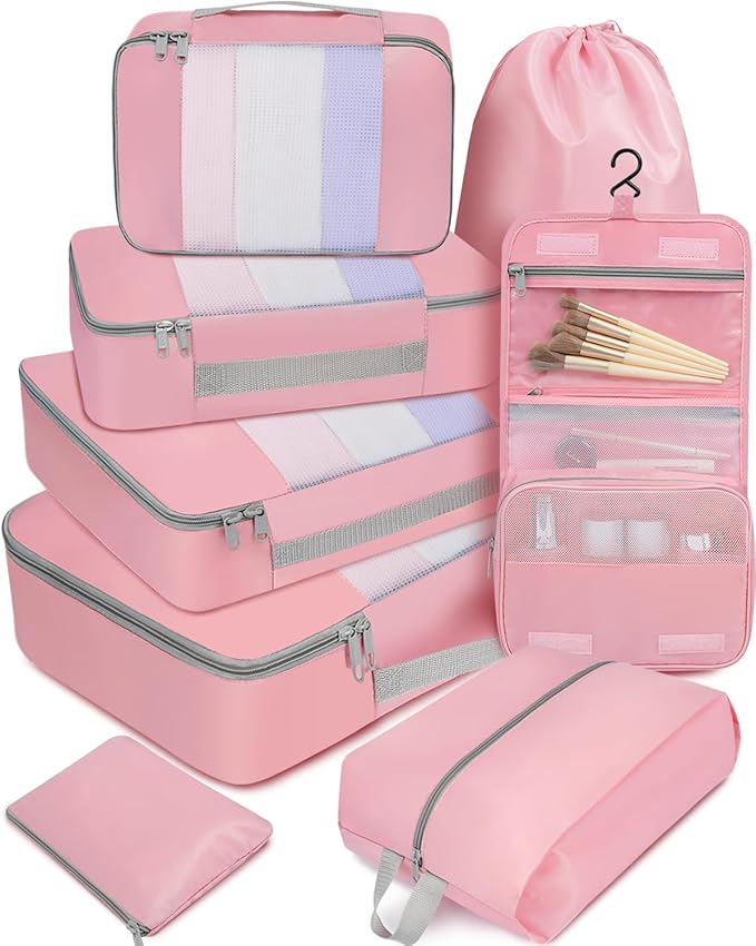 BAGAIL 6 Set/8 Set/10 Set Packing Cubes Various Sizes Packing Organizer for Travel Accessories Luggage Carry On Suitcase