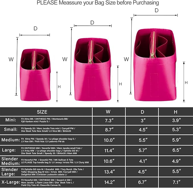 ZTUJO Purse Organizer Insert For Handbags, Purse Organizer With Zipper, Neverfull Organizer, Bag Organizer For Speedy Neverfull ONTHEGO Tote, Handbag and More (Silky Rosy, Mini)