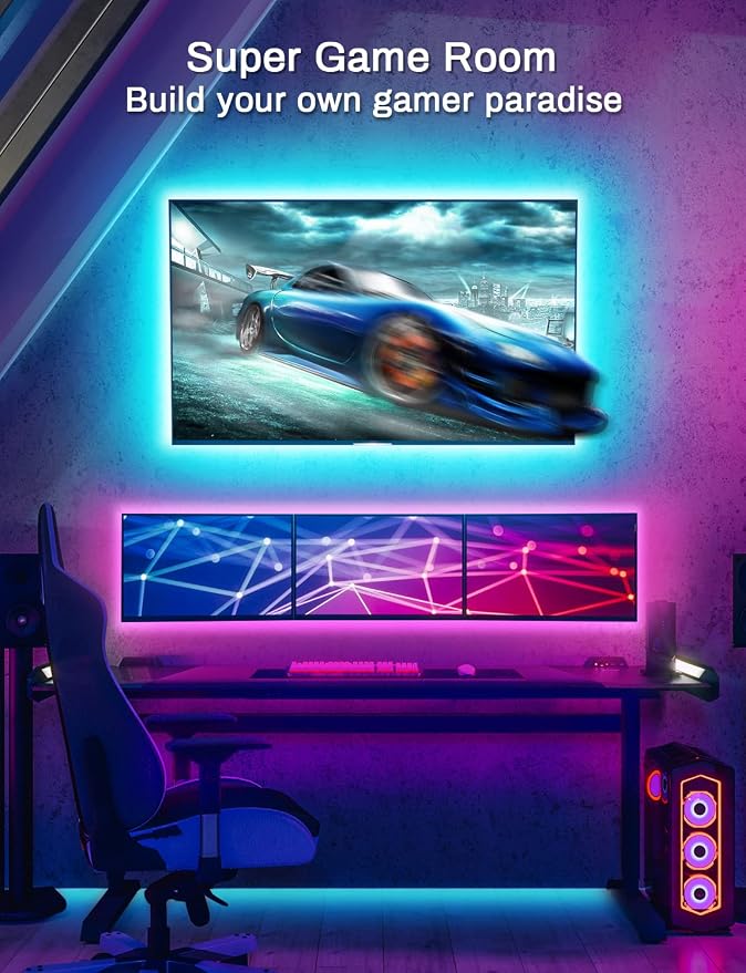 MATICOD LED Lights for TV Led Backlight, 16.4ft RGB Led Strip Lights for TV Lights Behind, USB Led Light Strip for 55-70in TV, Bluetooth APP Control Music Sync Ambient Lighting for Gaming Room