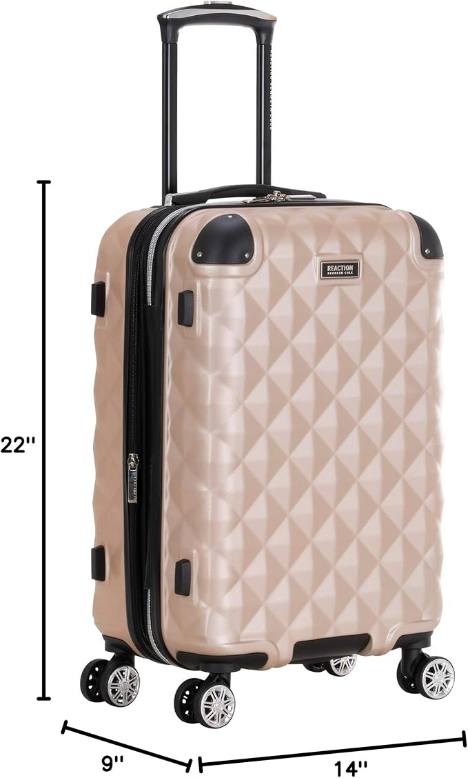 Kenneth Cole REACTION Diamond Tower Collection Lightweight Hardside Expandable 8-Wheel Spinner Travel Luggage, Rose Champagne, 3-Piece Set (20", 24", & 28")