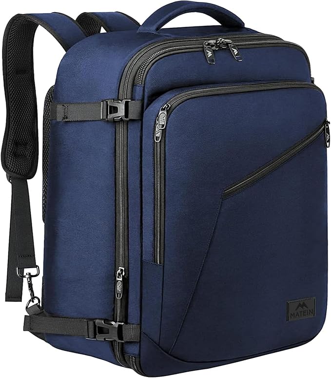 MATEIN Extra Large Mens Travel Backpack Carry on, Expandable Traveling Backpack for Men Airline Approved, Water Resistant Business Casual Daypack, Traveler Gift, Blue