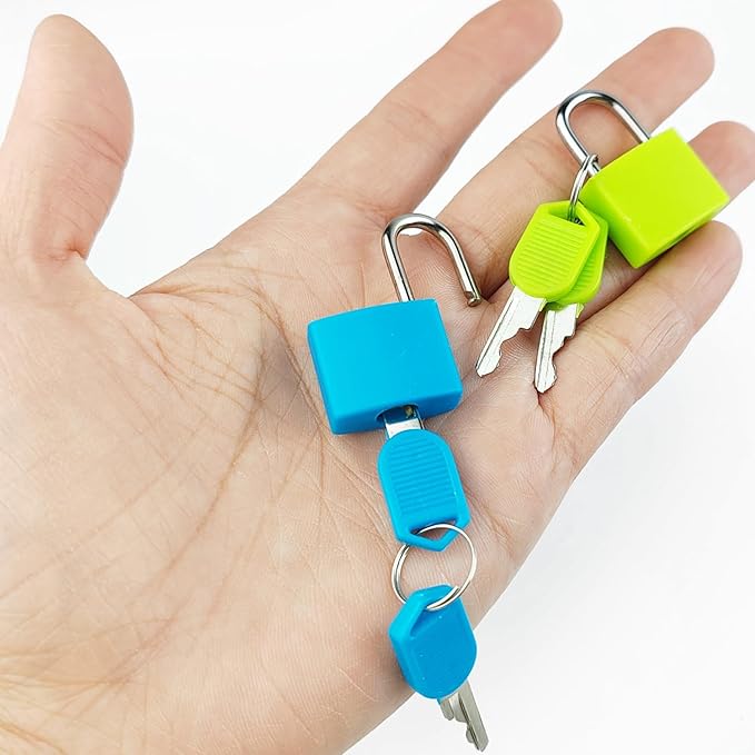TIHOOD 10PCS Luggage Locks with Keys, Locker Lock Small Luggage Padlocks, Suitcase Locks Metal Keyed Padlock for School Gym