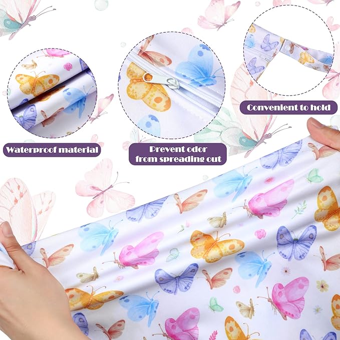 Shappy 2 Pcs Large Travel Laundry Bag Washable Waterproof Wet Dry Large Dirty Clothes Bag Bathing Workout(Butterfly)