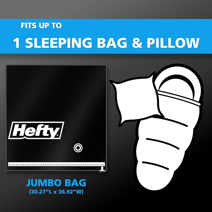 Hefty MAX Shrink-Pak Vacuum Seal Storage Bags for Clothing, Travel, Bedding | Tear & Water Resistant, Dual-Valve Space Saver Compression Bags, Pump Included - Jumbo (30x36 Inch), 3-Pack