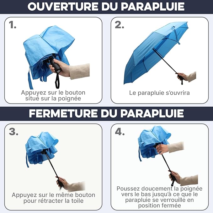 ZENO Travel Umbrella Compact - Small Umbrella for Backpack & Purse, Portable Automatic Umbrellas for Rain, Windproof, Reinforced Fiberglass Ribs, Water-Repellent Teflon