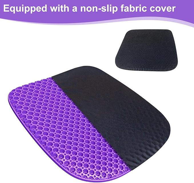 Large Gel Seat Cushion for Long Sitting with Non-Slip Cover, Soft & Breathable, Seat Cushion for Chair, Car, Office, Desk Chair, Wheelchair (17" x 15")