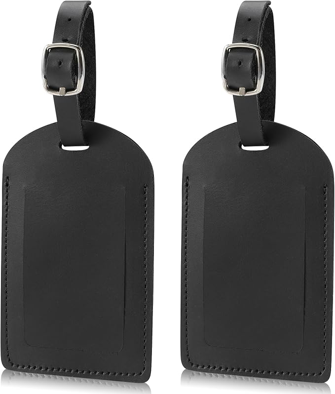 Ringsun Genuine Leather Luggage Tag for Suitcases ID Tags Bag Tags for Luggage (2 Pack)