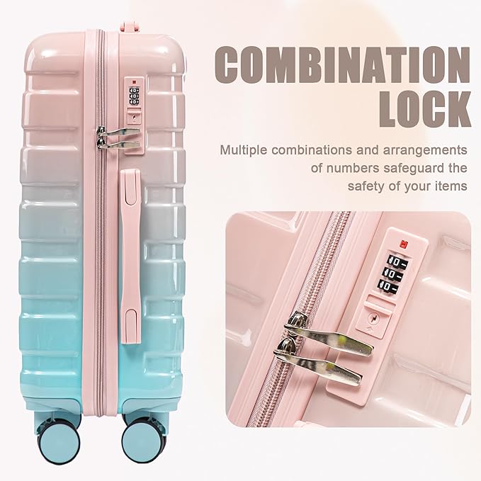 Hardside Luggage, Lightweight Suitcases with Spinner Wheels Transition Pink