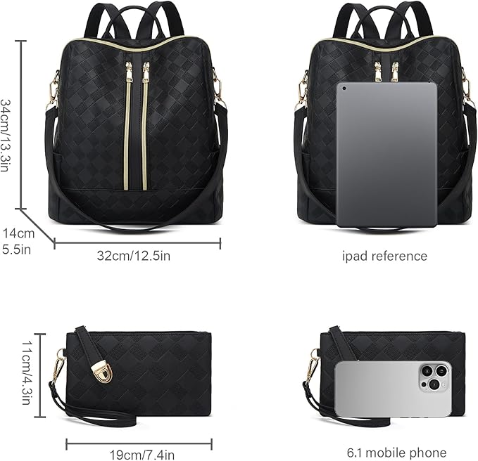 Makes Backpack Purse for Women PU Leather Travel Satchel Handbag Convertible Design Bag with Purse 2 Piece