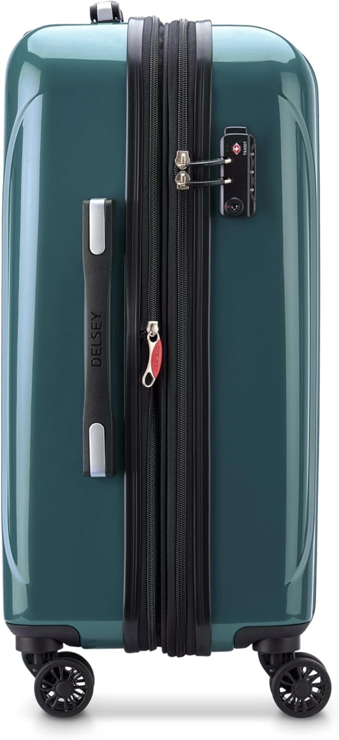 DELSEY PARIS Helium Aero Hardside Expandable Luggage with Spinner Wheels, Metallic Green, Carry-On Plus 21 Inch