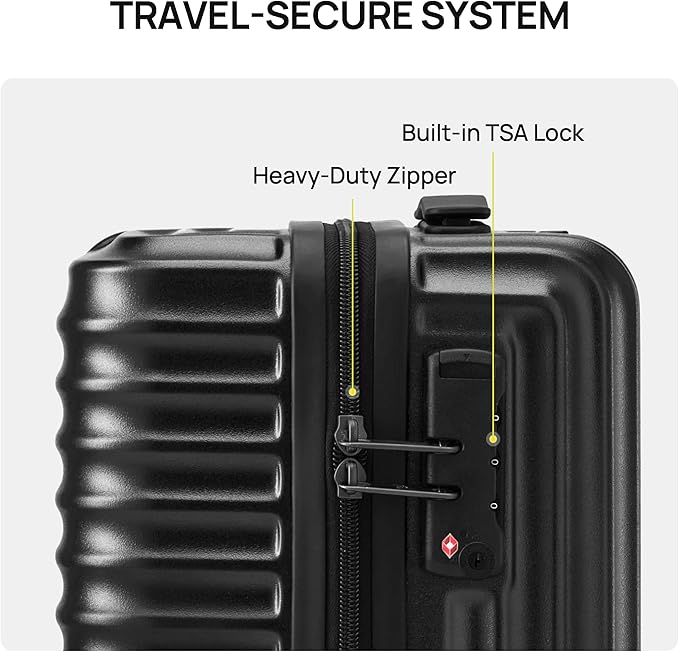 NINETYGO Carry On Luggage 22x14x9 Airline Approved, 20 Inch Luggage with Smooth Double Spinner Wheels, Hard Shell PC+ABS Suitcase Carry-On, Lightweight Travel Luggage, TSA Approved (Black, Himalayas)