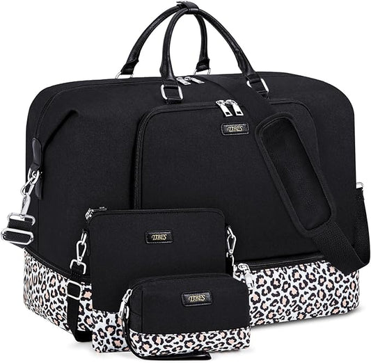 Travel Weekender Bag for Women, 21" Overnight Bag with Shoe Compartment 50L Large Travel Duffel Bag Carry On Tote for Weekend, Overnight, Business Trips, Water Resistant