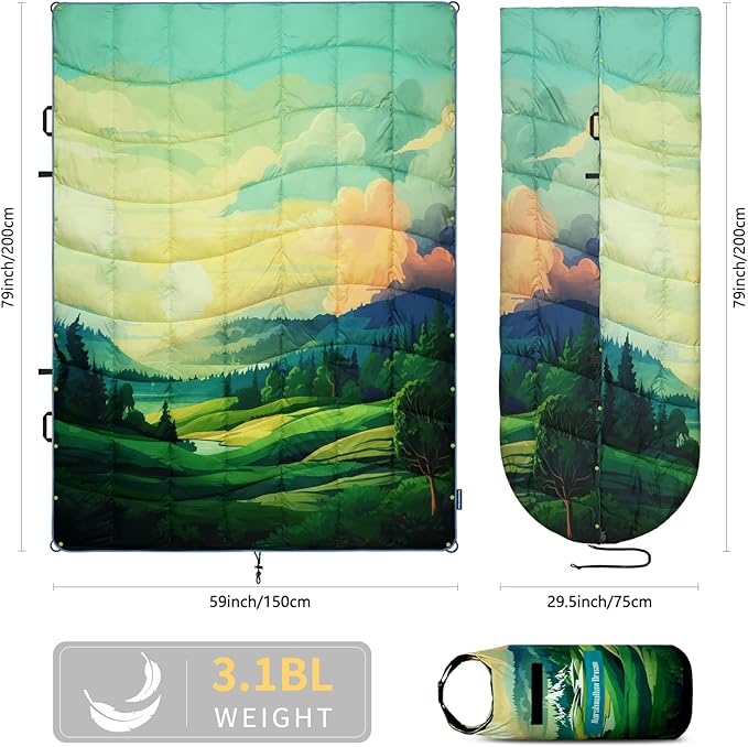 Camping Blanket, Puffy Blankets Lightweight Windproof Resistant for Outdoors,Hiking, Backpacking,Car,Picnic,Stadium