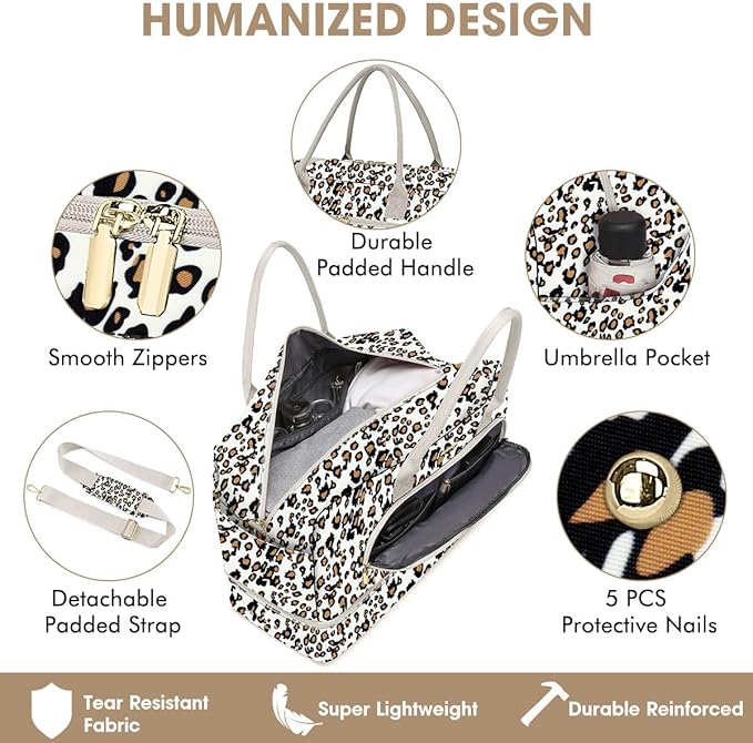 Travel Duffle Bag Weekender for Women - Carry-On Overnight Personal Item Bag with Shoe Compartment & Wet Pocket Large Weekend Tote Bags with Toiletry Hospital Bags for Labor and Delivery