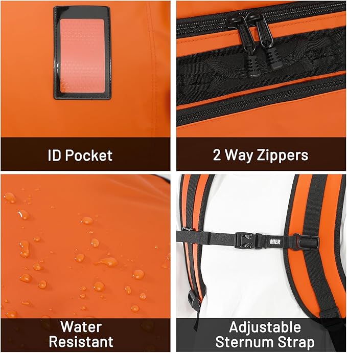 MIER Large Duffle Backpack Sports Gym Bag with Shoe Compartment, Heavy Duty and Water Resistant, Orange, 45L