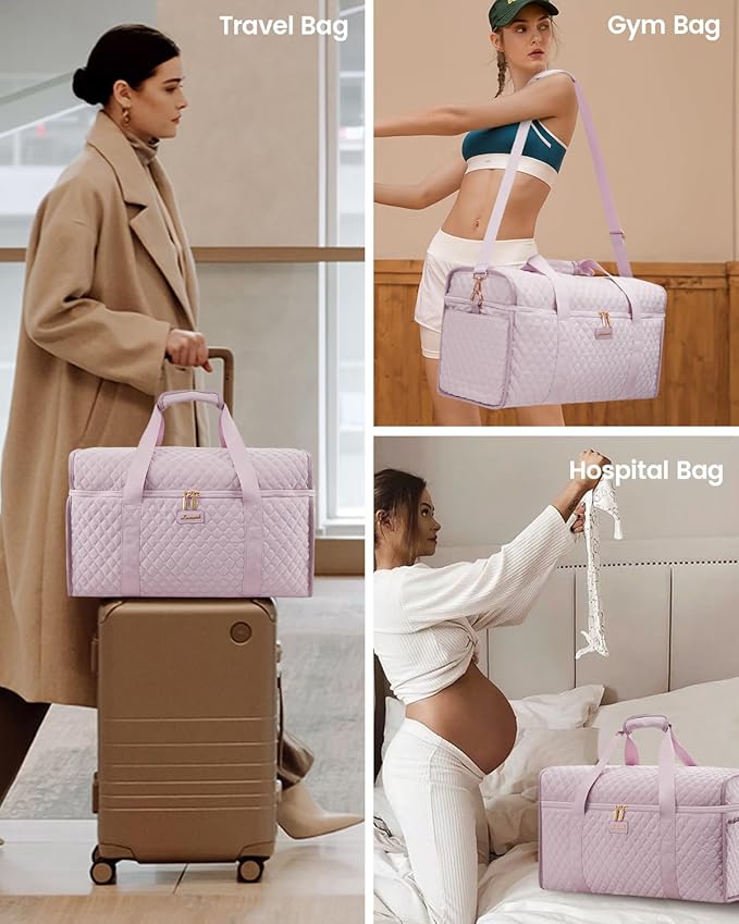 LOVEVOOK Travel Duffle Bag - Weekender & Overnight Bag with Toiletry & Wet Pocket, Carry-On Size, 3pc Set