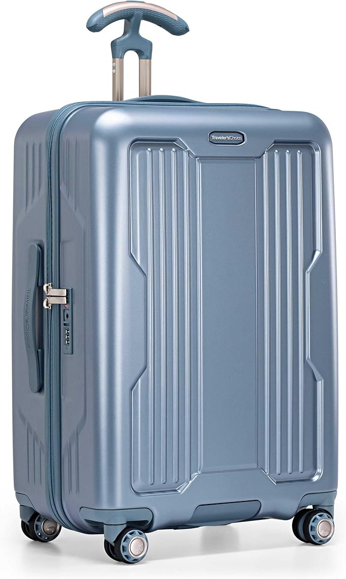 Traveler's Choice Ultimax II Polycarbonate Hardside Luggage with Spinner Wheels, Teal, 25-Inch Medium Luggage