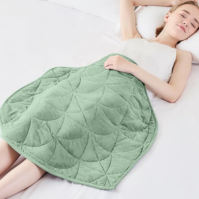 Weighted Lap Blanket 5 lbs for Adults, Luxury Soft Small Weighted Blanket, Compact Portable Weighted Lap Pad for Relaxation, Sleeping, Travel, All-Season Use, Sage Green, 30" x 40"