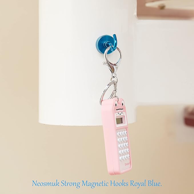 Neosmuk Magnetic Hooks,Heavy Duty Earth Magnets with Hook for Refrigerator, Extra Strong Cruise Hook for Hanging, Magnetic Hanger for Cabins, Grill (RoyalBlue, 6 Pack)