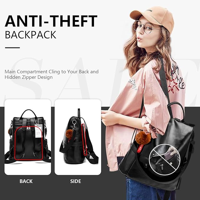 CHERUTY Women Backpack Purse PU Leather Anti-theft Casual Shoulder Bag Fashion Ladies Satchel Bags