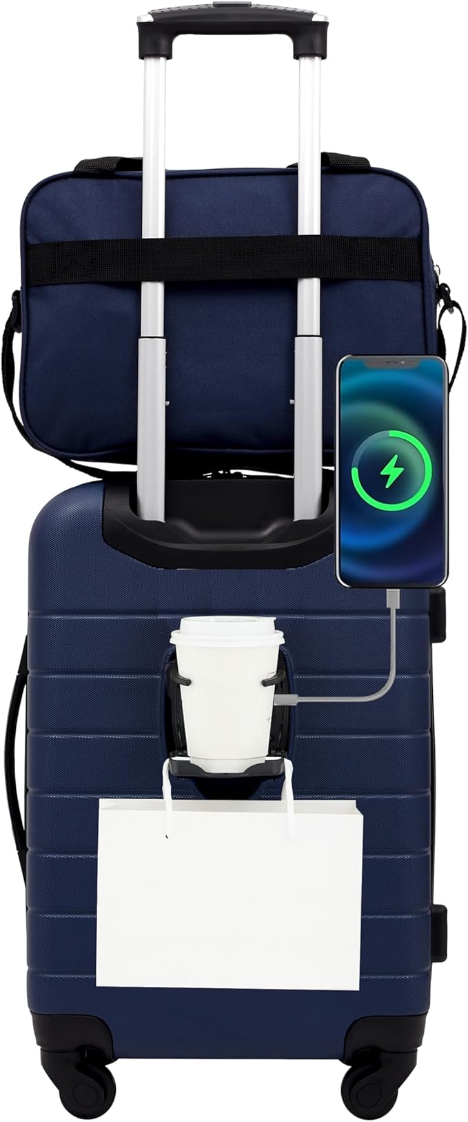 Wrangler Smart Spinner Hardside Luggage, 2 Piece Set, Navy Blue