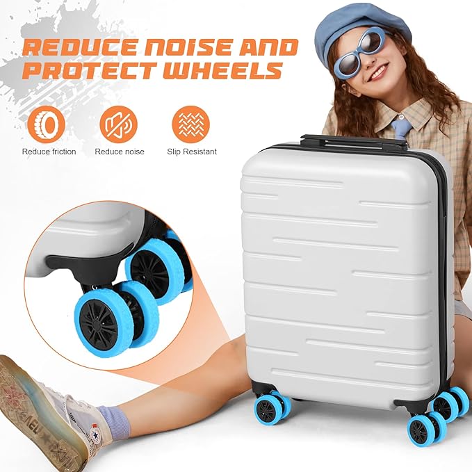 Luggage Wheel Covers, 8 PCS Silicone, 2-2.6 inches, 8-Spinner Wheels, Wear-Resistant, Anti-Noise, Blue