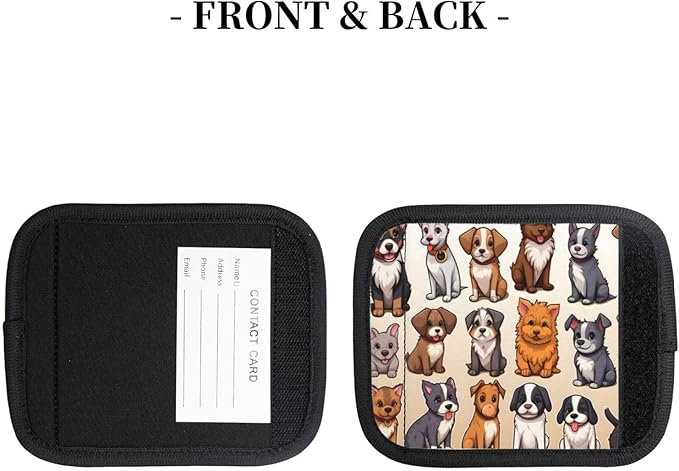 Luggage Handle Wraps Cartoon Dogs Pattern Luggage Identifiers Soft Neoprene Luggage Handle Wraps For Suitcase Trolley Handle Grip Cover 2 Pack Luggage Tags