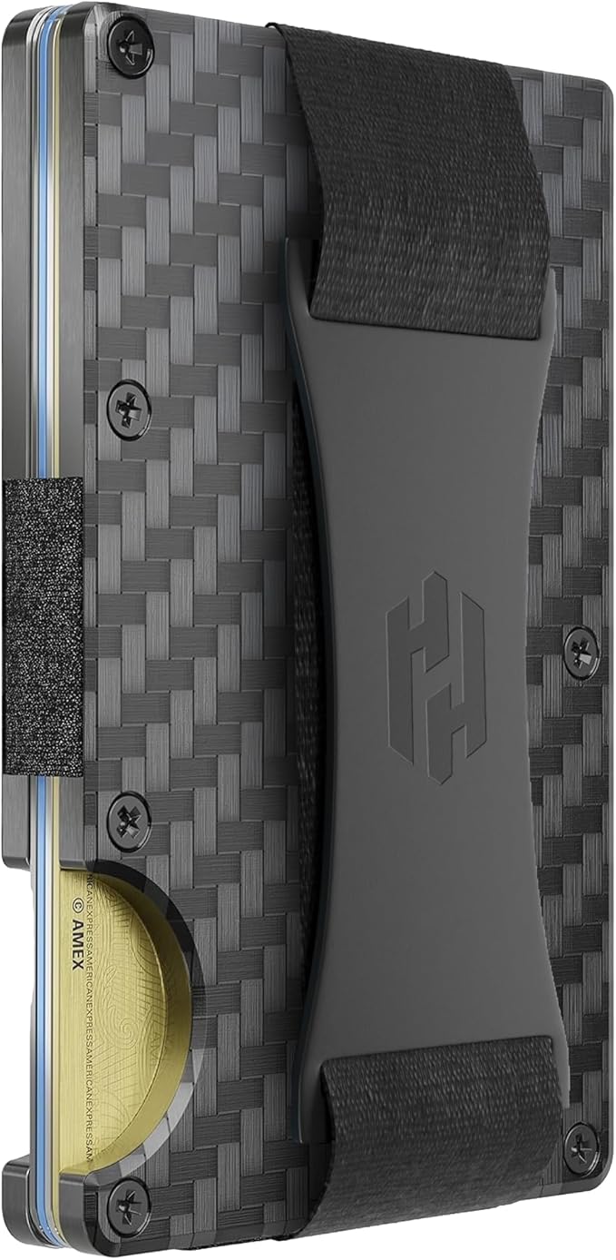 Hayvenhurst Wallet For Men - Reinvented Design Men's Wallet - Slim, Minimalistic & Seamless, Blocks RFID Scanners with a Cash Strap (Carbon Fiber) | Reinvented Design, Slim, Minimalistic, Seamless, Blocks RFID Scanners, Cash Strap