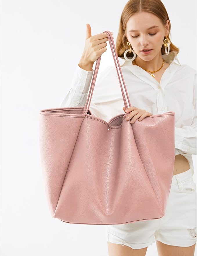 Oversize Pu Leather Tote Women Weekender Bag Shopper Handbag Travel Purse