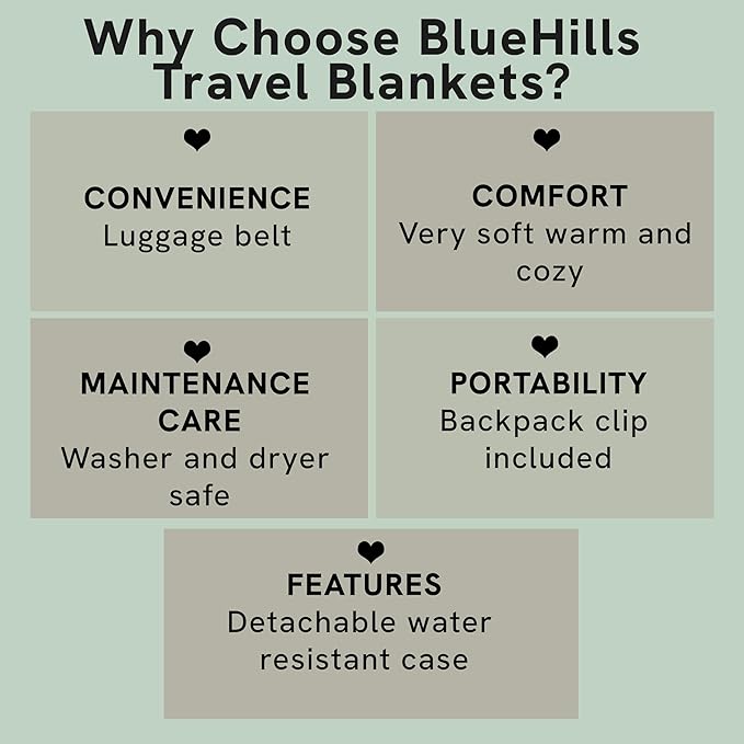 BlueHills Ultra Compact Travel Blanket Pillow in Portable Bag Case Soft with Strap Backpack Clip Premium Cozy Soft Compact Pack Large Blanket for Airplane Flight Layover - (Pink C006, 70 x 56 inch)