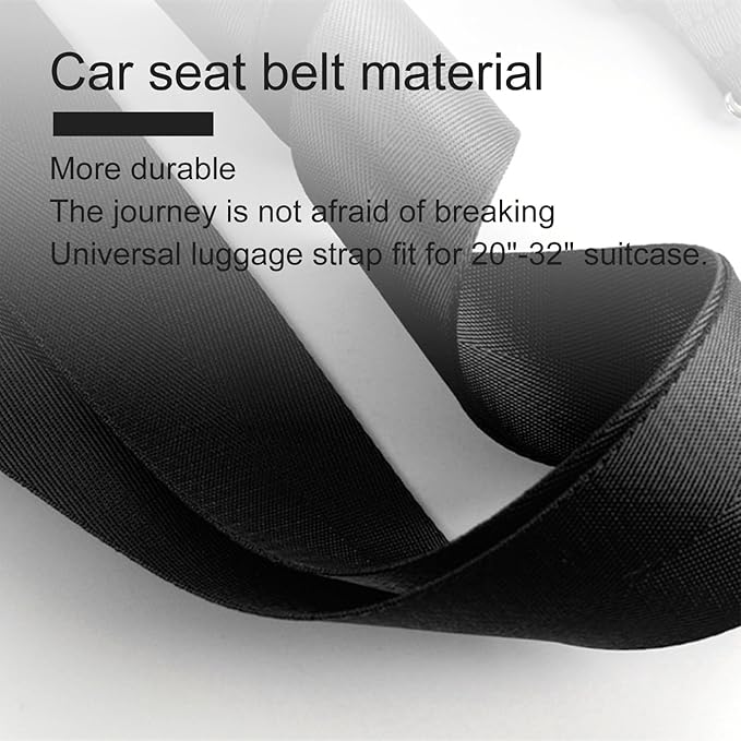 Veki Luggage Straps, TSA Approved Travel Luggage Packing Straps, Buckle Luggage Tags, Suitcase Belt Straps, Cordless Luggage, Add-On Bags, Accessory Buckle Straps and Packing Straps (Black)
