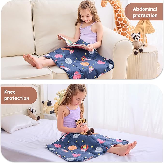 yescool Weighted Lap Pad 2 Pounds Weighted Lap Blanket, Space Plane Small Weighted Blanket, Weighted Throw Blanket Gifts for Travel Indoor Outdoor, 20"x30"
