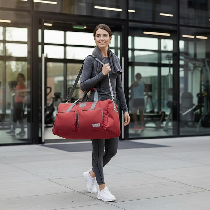 Lucky Travel Duffel Bags 65L, Gym Bag, Travel Bag & Large Duffle Bag for Men, Foldable Overnight Weekender Bags for Women & Men with Adjustable Shoulder Strap, Winery