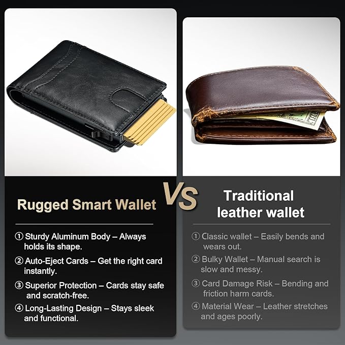furid Card Wallet For Men Slim: Smart Rfid Minimalist Front Pocket Pop Up Wallet with ID Window - Stocking Stuffers Gifts Boxed for Husband Father at Birthday Anniversary