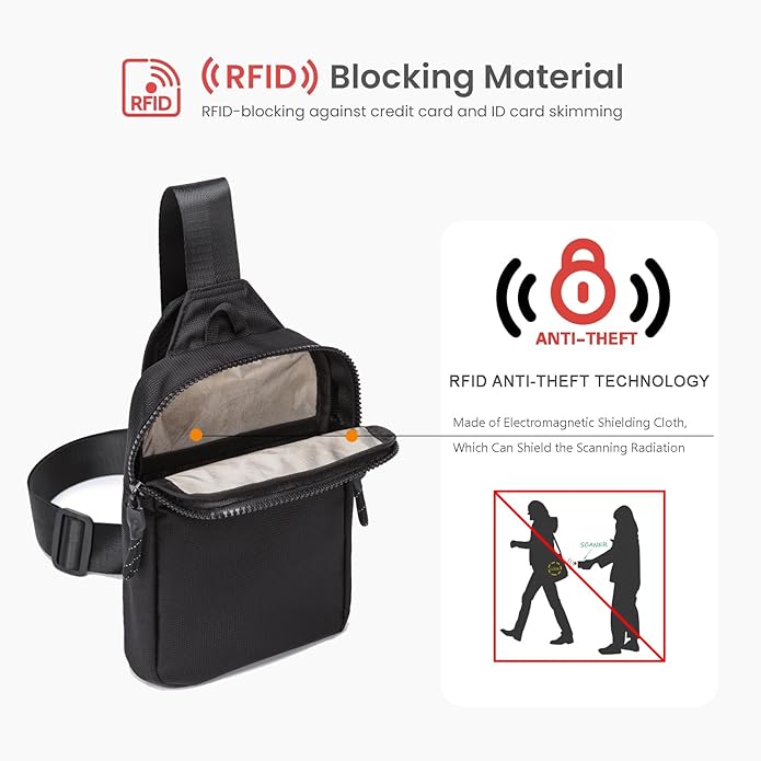 higouta Mini Sling Bag for Men Women, RFID Blocking Crossbody Backpack Casual Utility Chest Phone Bag for Travel Workout