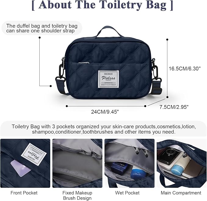 HYC00 Travel Duffel Bag,Carry-on Overnight Weekender Bags for Women,Sports Tote Gym Bag with Wet Pocket