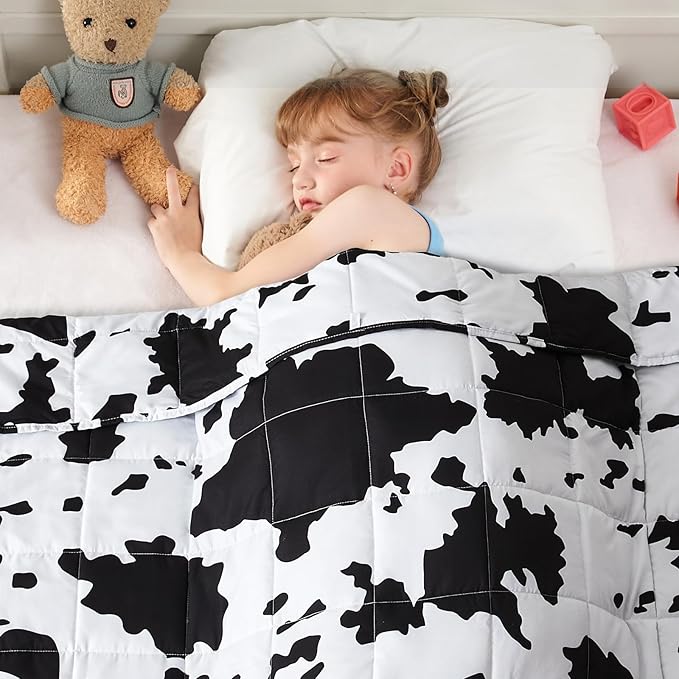 yescool Highland Cow Print Weighted Blanket 3 Pounds Cooling Cow Blanket, Heavy Blanket for Sleeping, Throw Blanket Gifts Weighted Comforter for 20-40lbs, 36"x48"